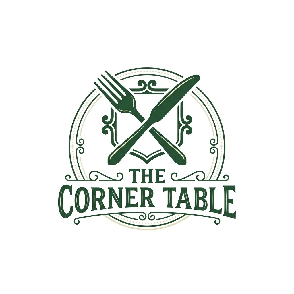 Eatery Logo result: Eatery Logo: Vintage + Fork & Knife + Forest Green